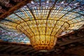 Stained-glass inverted dome of the Palau de la Musica Catalana, Concert Hall by Lluis Domenech i Montaner. Barcelona, Catalonia. Royalty Free Stock Photo